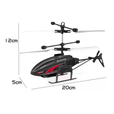 Rc helikopter - met hand  en afstandsbediening bestuurbaar - Zwart