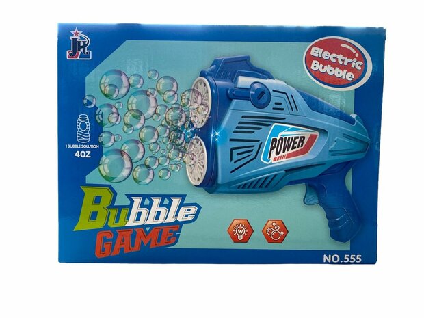 Bubble blowing toy gun - shoots bubbles automatically - Bubble Game - incl soap Blue