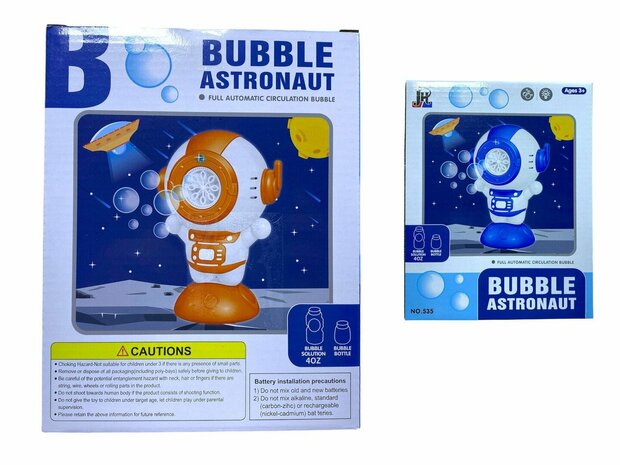 Bubble blowing astronaut toy - shoot bubbles - incl. soap