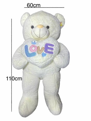 Teddy bear Large - XXL - soft cuddly toy - with Love cushion
