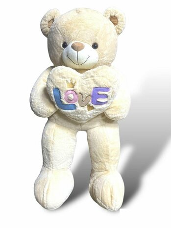 Knuffelbeer Groot - XXL - zacht knuffel - met Love kussentje - Teddy beer