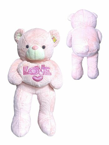 Knuffelbeer Groot Roze - XXL - zacht knuffel - met Love kussentje 110CM