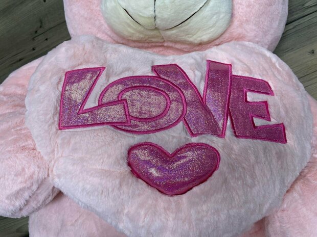 Knuffelbeer Groot Roze - XXL - zacht knuffel - met Love kussentje 110CM
