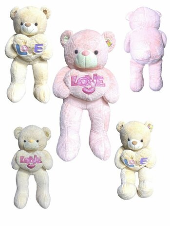 Teddy bear Large - 110CM - soft cuddly toy - with Love cushion