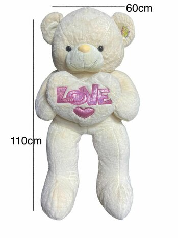 Knuffelbeer Groot - 110CM - zacht knuffel - met Love kussentje - Teddy beer