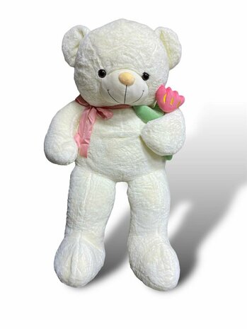 Teddybeer - i Love you - 110CM - zacht knuffel beertje met roosje  - XXL beer