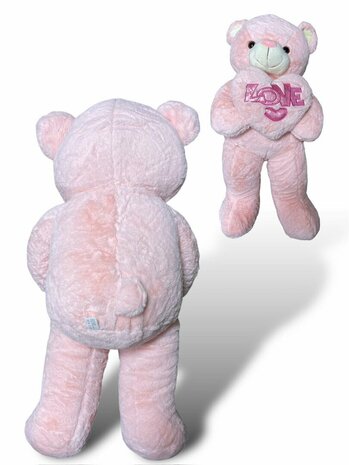 Knuffelbeer Groot Roze- 75CM- zacht knuffel - met Love kussentje - Teddy beer