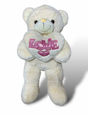 Teddy bear Large - 75CM - soft cuddly toy - with Love cushion