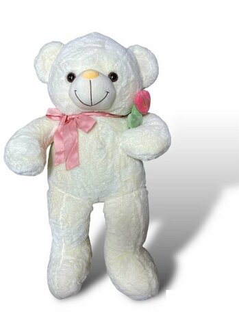 Teddybeer - i Love you - 75CM - zacht knuffel beertje met roosje  - knuffelbeer