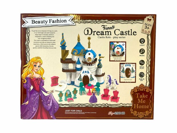 Prinsessenkasteel - Dream Castle - 17 accessoires - prinsesje + pony - licht en geluid