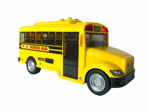 City Schoolbus - met licht en geluid 20 cm geel - frictie speelgoed busje