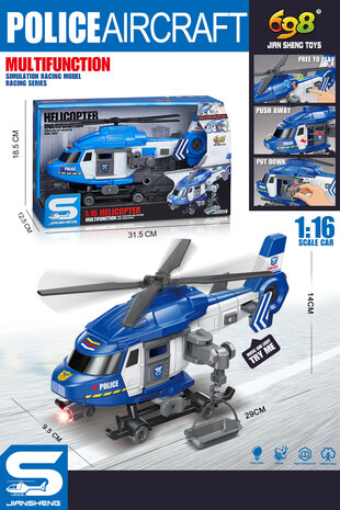 Police Rescue Helicopter - helicopter toy - chopper - with light and sound 29CM
