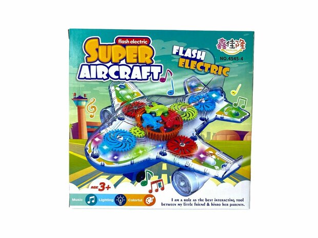 Super Aircraft Gear - Speelgoed vliegtuig  - licht en geluiden 20CM