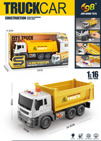 Dump Truck - vrachtwagen met laadbak - met geluid en licht - dumper 24.5CM