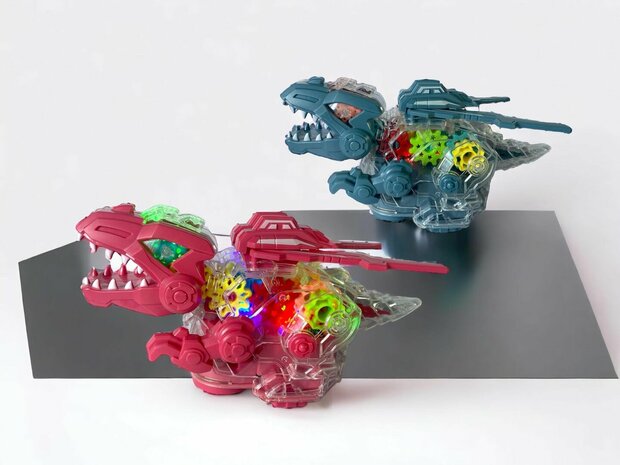 Gear Dinosaur - with moving wings - makes dino sounds and lights - interactive dinosaur