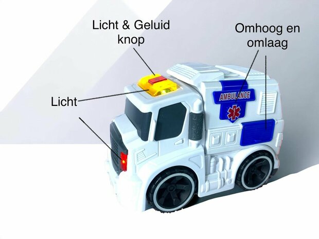 Ambulance - met sirene geluiden en lichtjes 19.5cm