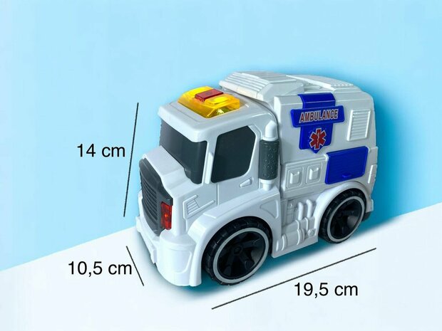 Ambulance - met sirene geluiden en lichtjes 19.5cm