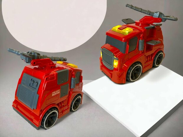 Brandweerwagen - frictie - met sirene geluiden en lichtjes 19.5cm