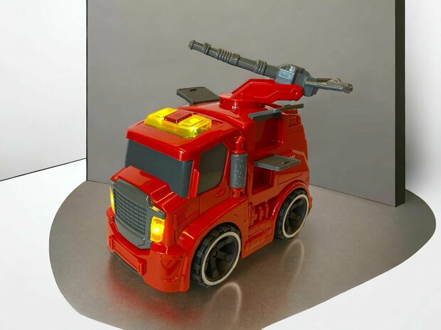 Brandweerwagen - frictie - met sirene geluiden en lichtjes 19.5cm