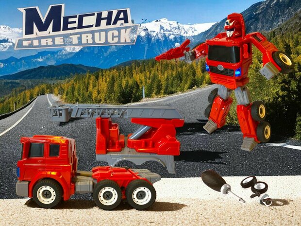Mecha Fire Truck Optimus Prime  - DIY - Deformation robot en brandweerwagen - 2 in 1