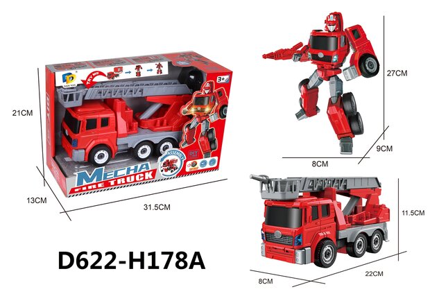 Mecha Fire Truck Optimus Prime  - DIY - Deformation robot en brandweerwagen - 2 in 1