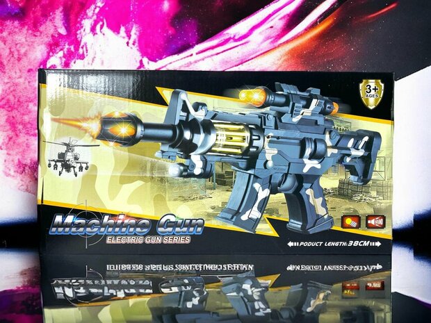 Machine Gun - with light and sound - vibration effect and moving bullet belt - 38CM