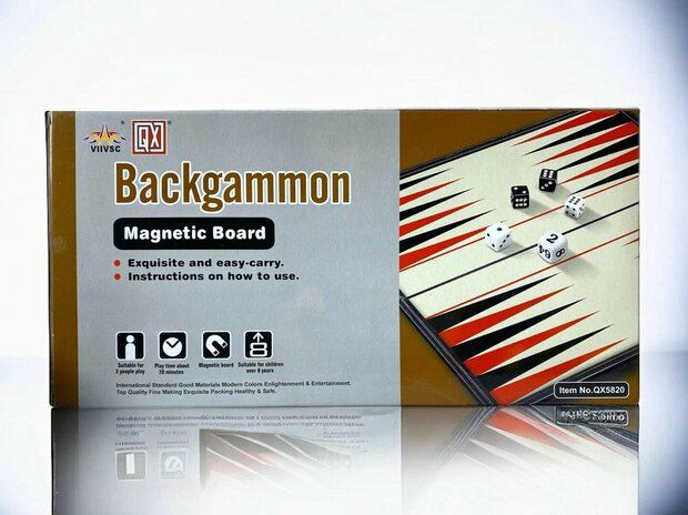 Backgammon 32x32cm - Magnetisch - Opklapbaar - set