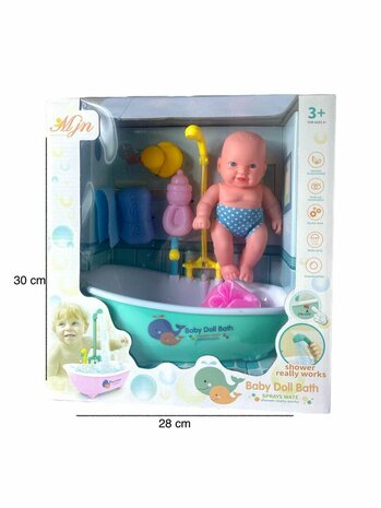 Babypop met bad - incl. bad accessoires - Baby Doll Bathroom Set