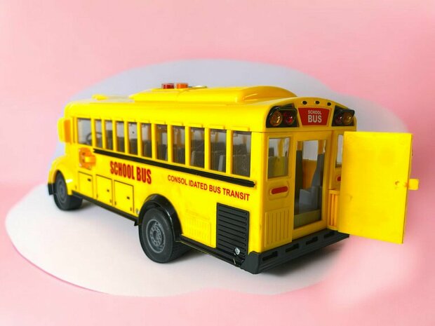Schoolbus met licht en geluid - 27.5 cm - geel bus