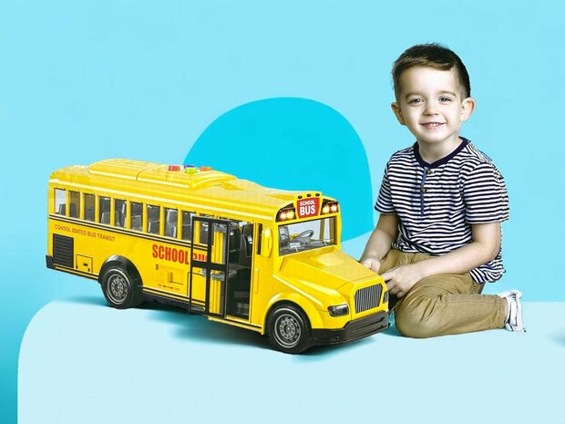 Schoolbus met licht en geluid - 27.5 cm - geel bus