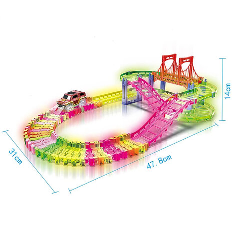 DIY Track set - Bend Flex en Glow tracks - 85 stuks racebaan set - Luminous Rail