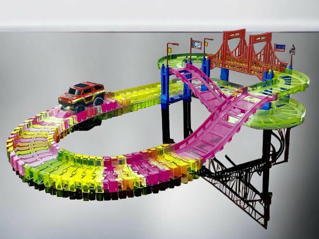 DIY Track set - Bend Flex en Glow tracks - 85 stuks racebaan set - Luminous Rail