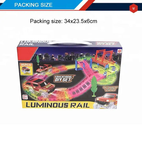  Car Track Bend Flex and Glow tracks - 85 pieces -Luminous Rail