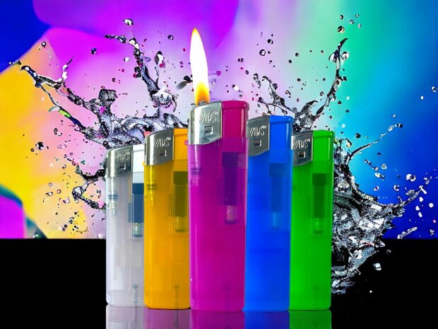 Lighters - 25 pcs in tray - refillable and click - Vio lighter