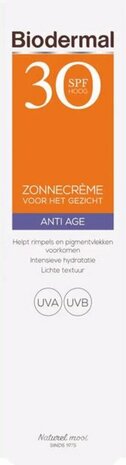 Biodermal Zonnebrand - Anti Age Zonnecr&egrave;me voor het gezicht - SPF 30 - 40ml