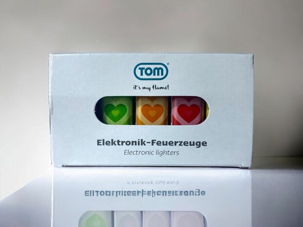 Aanstekers -  50 stuks in tray - Retro Heart print - navulbaar - TOM&reg;