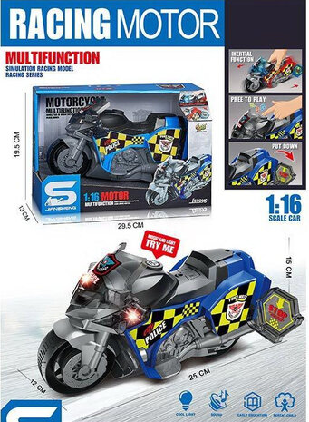 Motorcycle Police - toys police motorcycle - sound, light and friction motor - 1:16