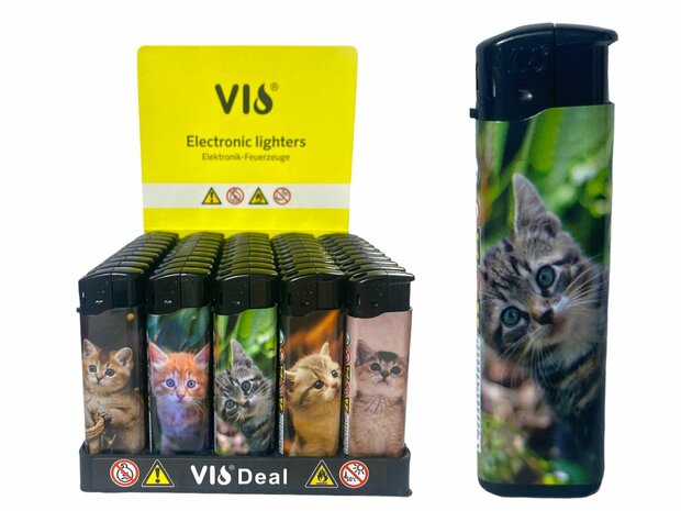 Aanstekers met katten print 50 stuks - navulbaar
