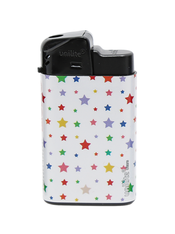 Unilite click lighters - refillable - 20 pieces in a display - Stars print