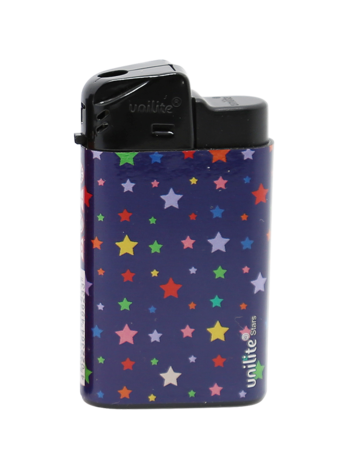 Unilite click lighters - refillable - 20 pieces in a display - Stars print