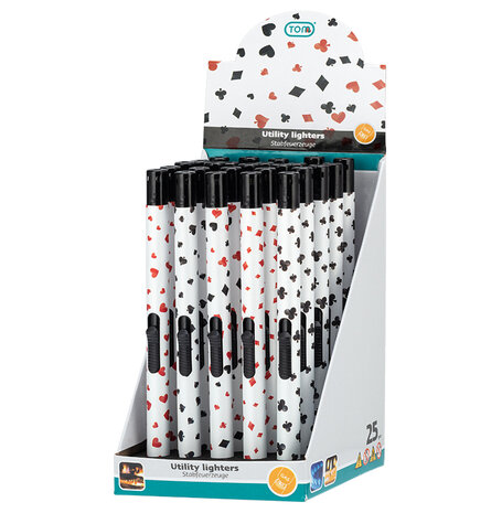Gas aanstekers - Poker - 25 stuks - navulbaar - TOM&reg;