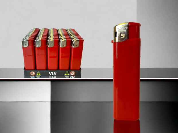 Aanstekers 50 stuks in tray - bedruk aanstekers- navulbaar - reclame aanstekers rood