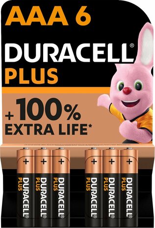 Duracell Plus Alkaline AAA batteries - 6 pieces