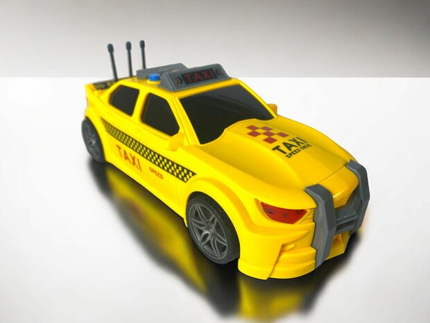 City Taxi - speelgoed taxi met geluids- en lichteffecten - frictiemotor - 1:16