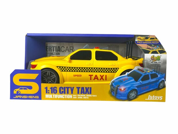 City Taxi - toy taxi with sound and light effects - friction motor - 1:16