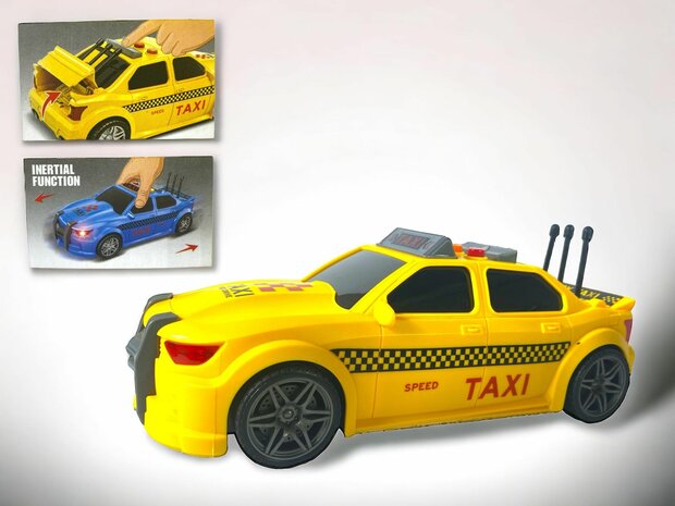 City Taxi - toy taxi with sound and light effects - friction motor - 1:16