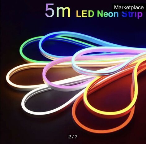 LED neon light - 5m 12V low voltage 12 mm (Color: neutral Red)