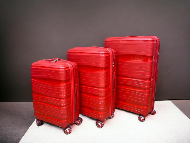 Luxury suitcase set 3 pieces 55cm+68cm+78cm red