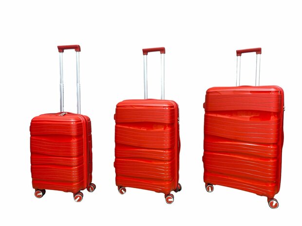 Luxury suitcase set 3 pieces 55cm+68cm+78cm red