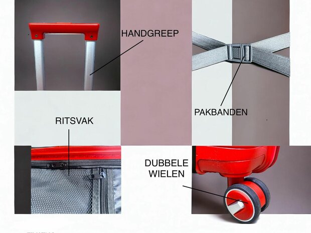 Koffers - Luxe - Set van 3 - Rood - 55/65/75 cm